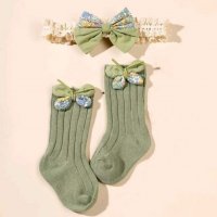 комплект детски чорапки с лента