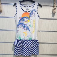 Нова детска моряшка рокля с трансферен печат Делфинчета, два модела, снимка 9 - Детски рокли и поли - 29030096