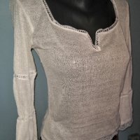 Декорирана блуза "Zara"® / памучна маркова блуза с дантела, снимка 2 - Блузи с дълъг ръкав и пуловери - 28460426