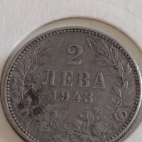 Стара монета 2 лева 1943г. България Цар Борис трети 31230, снимка 2 - Нумизматика и бонистика - 43966733