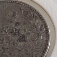 Стара монета 2 лева 1943г. България Цар Борис трети 34215, снимка 3 - Нумизматика и бонистика - 43966658