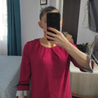 Дамска официална риза в бордо с 3/4 ръкав, снимка 3 - Ризи - 40205197