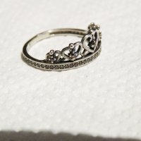 старинен красив сребърен пръстен с корона и камъни - Бъдете красива и величествена като кралица, снимка 2 - Пръстени - 33098856