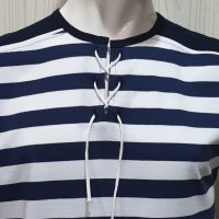 Нова мъжка моряшка тениска без ръкави с връзки, на райе, снимка 8 - Тениски - 28271867