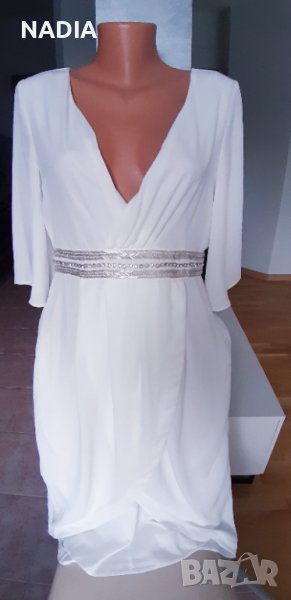 Бяла рокля с камъни и мъниста*, снимка 1