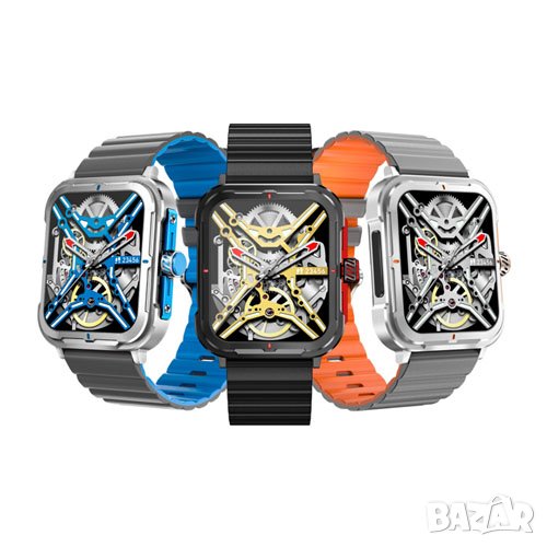 Смарт часовник BP02 / черен-оранжев, снимка 1