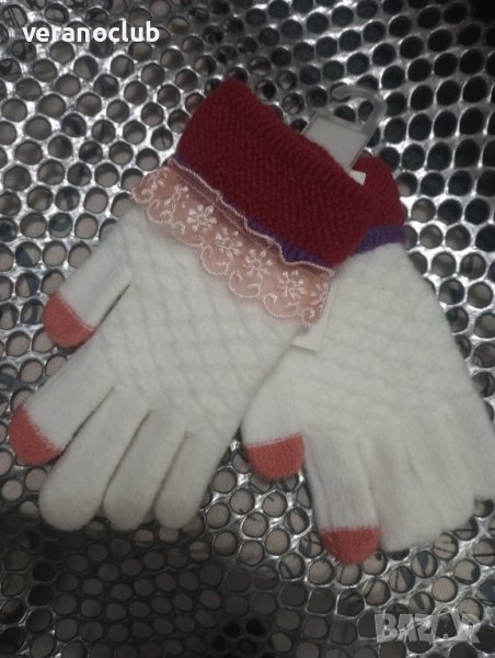 Бели ръкавици за момиче с дантелки , снимка 1