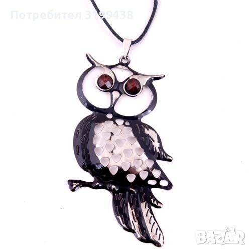 Ретро висулка за колие Сова с кафеви очи     , снимка 1