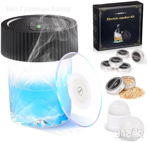 Нов Комплект за опушване на напитки LED поставка ледени топки 6 аромата, снимка 1