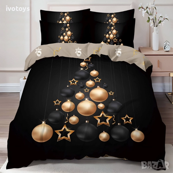 Двулицево коледно спално бельо (Реално изображение), 6 части - Модел WS17125, снимка 1