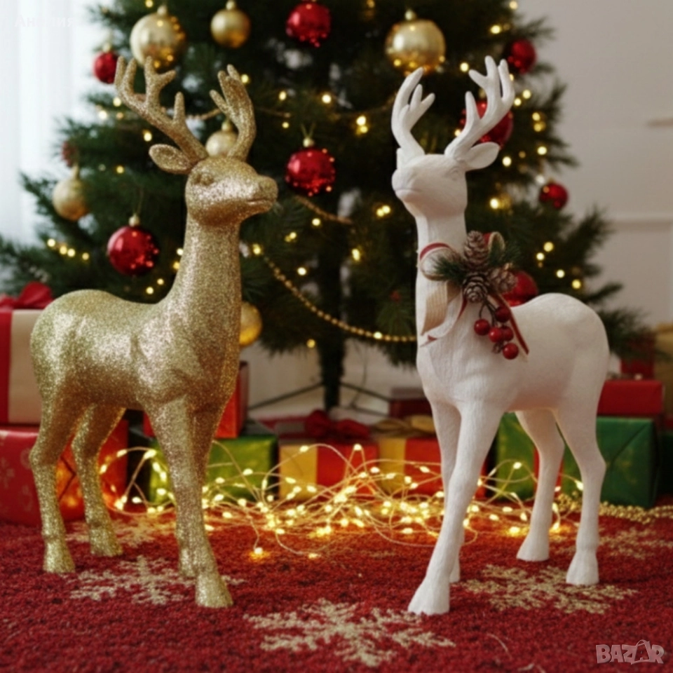 Декоративен коледен елен златист или бял, снимка 1