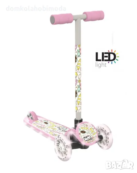 Тротинетка, Деткса розова, Регулируемо кормило, 57x27x16.5см, снимка 1
