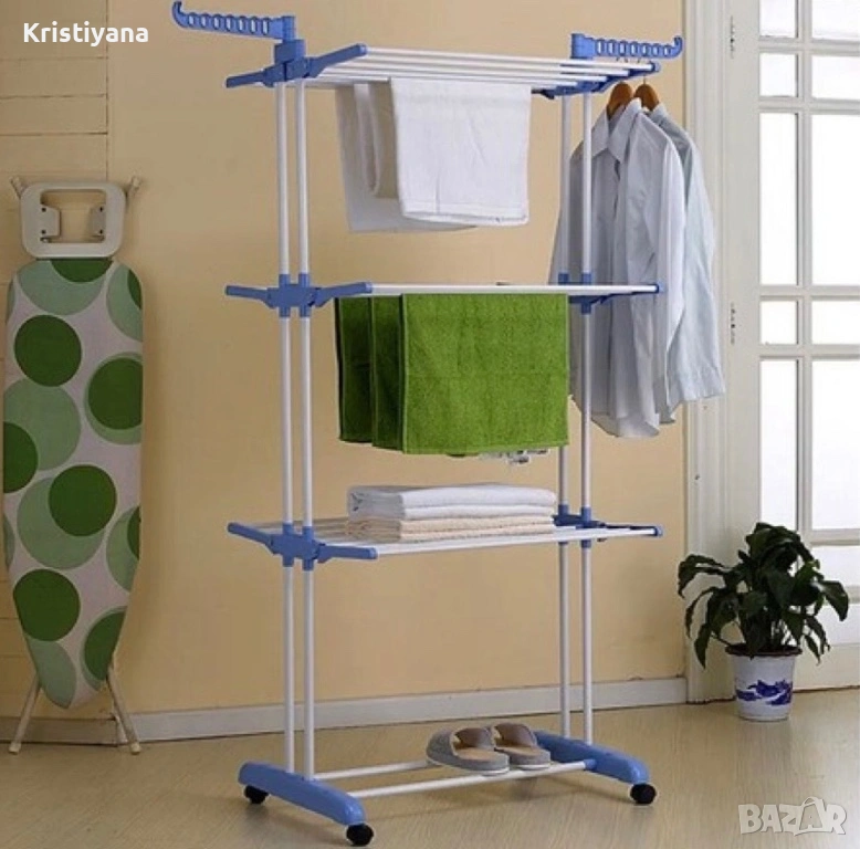 Сгьваем сушилник за дрехи на колелца - практична стойка за сушене на пране, снимка 1