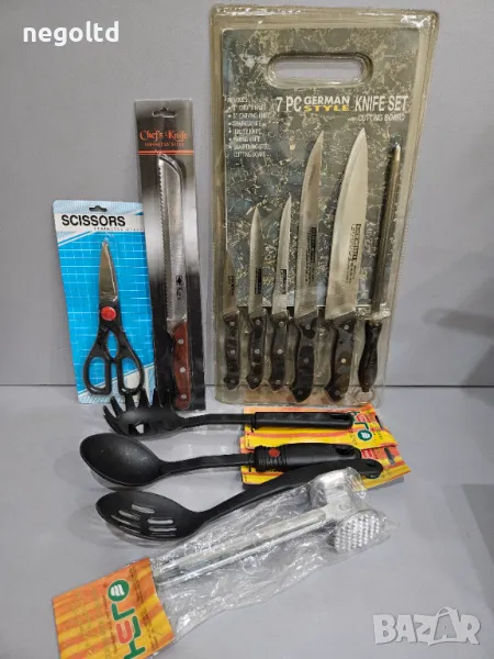 ПРОМОЦИЯ! Всичко за 13лв! комплект за кухнята ножове+ чук+мрежа за пара+ лъжици, снимка 1