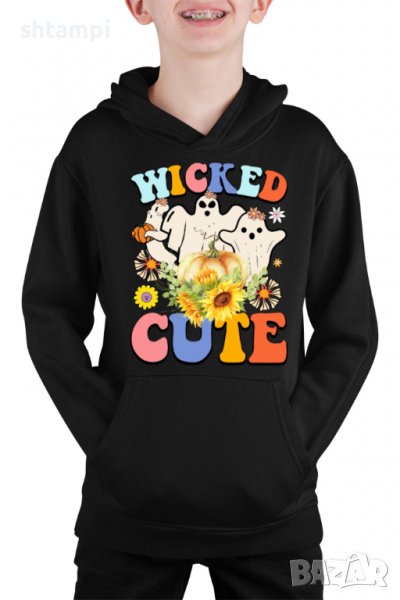 Детски Суитчър/Суитшърт Wicked cute,Halloween,Хелоуин,Празник,Забавление,Изненада,, снимка 1