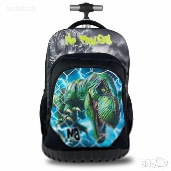 Ученическа раница динозавър, Черен, 33x27x47см., снимка 1