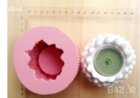 Кашпа ваза свещник на топчета силиконов молд форма калъп гипс свещ декор, снимка 1