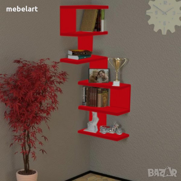 Ъглова етажерка - Червен гланц, снимка 1