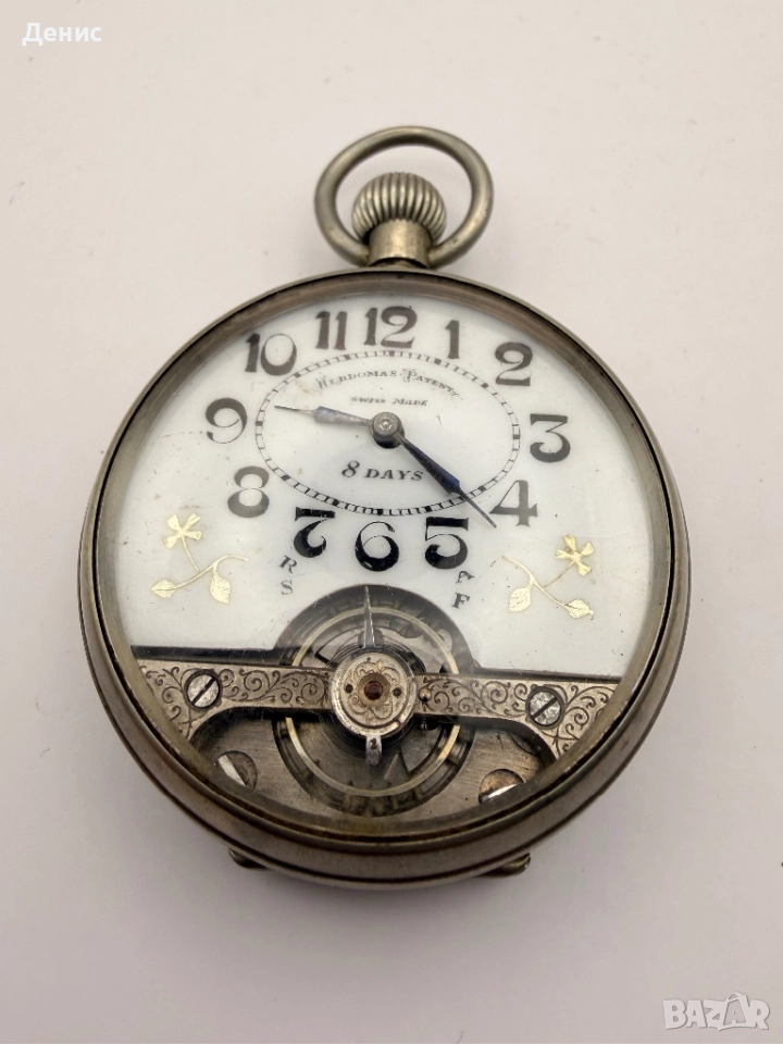 Hebdomas 8 Days – Швейцария, работещ Винтидж джобен часовник, снимка 1