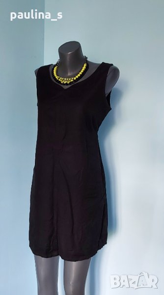 "Yessica" Ленена черна рокля тип туника / сукман   , снимка 1