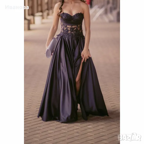 Черна абитуриентска рокля. Корсет. Бюстие. Бална , снимка 1