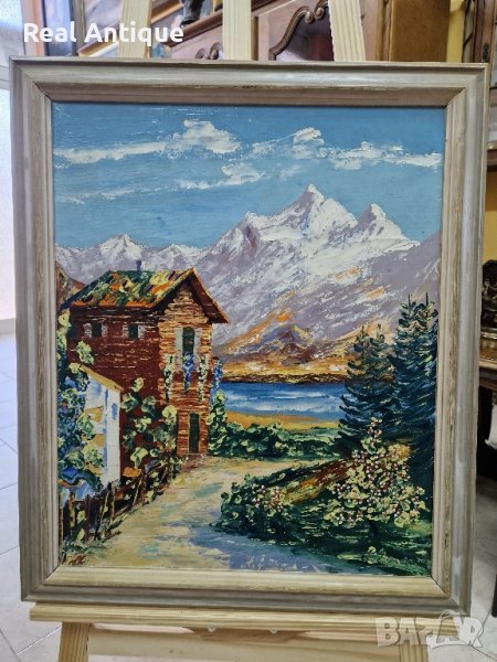 Превъзходна много стара антикварна авторска майсторска картина масло върху платно , снимка 1