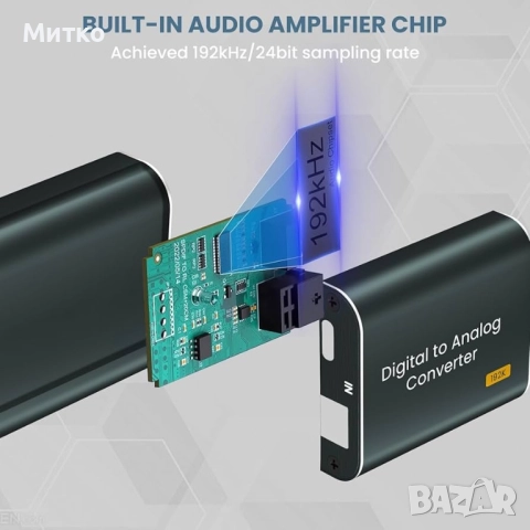 Цифрово-аналогов аудио конвертор, 192kHz DAC конвертор, Цифрово-оптичен към аналогов 3.5mm AUX аудио, снимка 7 - Други - 52812213