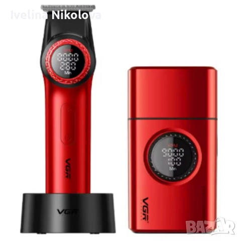 Професионален комплект 2в1 VGR – Машинка за подстригване + електрическа самобръсначка с Led дисплей, снимка 5 - Тримери - 52735954