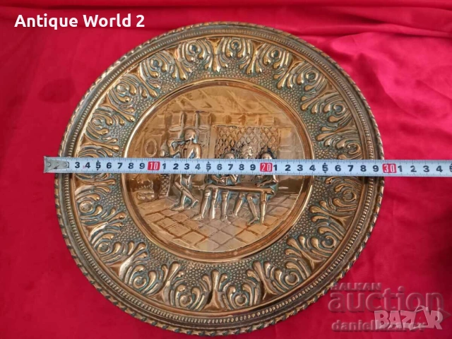 БАРОКОВА Месингова Релефна Чиния ,Пано за Стена с Позлата 2, снимка 6 - Антикварни и старинни предмети - 53271270
