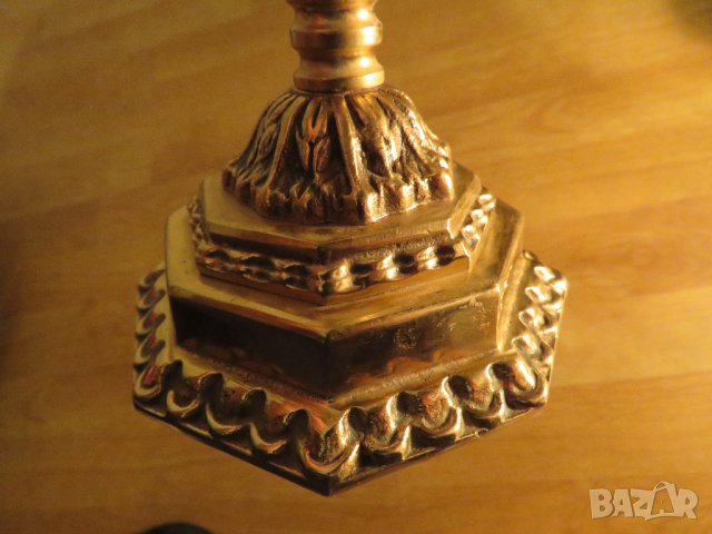 Голям бронзов свещник за ханука  МЕНОРА 31х 27см. - еврейски седемсвещник- внос от Израел, Йерусалим, снимка 5 - Антикварни и старинни предмети - 35483546