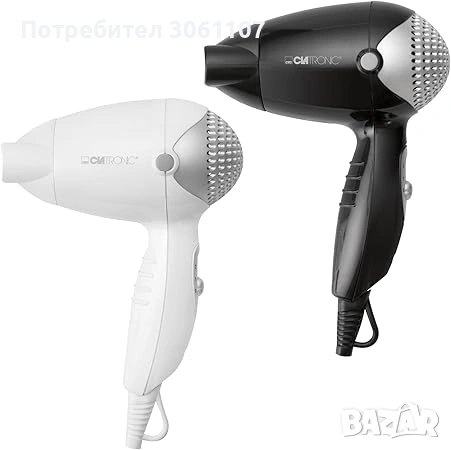 Сешоар за коса със сгъваема дръжка Clatronic HT3393-WH 1200 W Бял, снимка 2 - Други - 53377786
