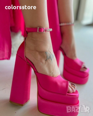 Сандали на ток - циклама сатен - VS2