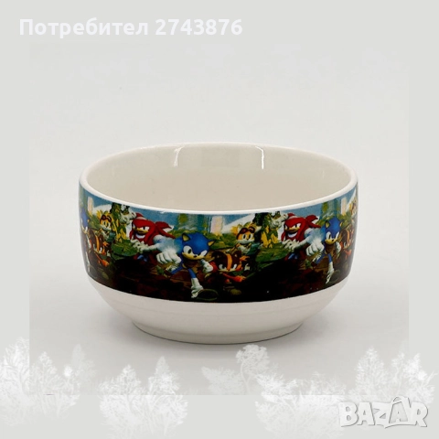 Детски порцеланов комплект за хранене 3в1 Соник, снимка 6 - Сервизи - 51847225