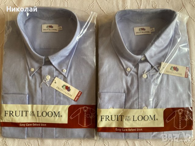 Мъжка риза Fruit of the Loom, тип Oxford, голям, размер, дълъг и къс ръкав, светлосин цвят, маркова 