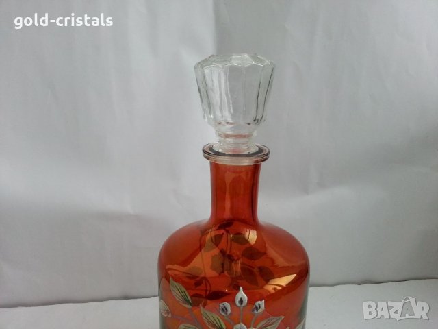  гарафа Бохемия ръчно рисувана, снимка 5 - Антикварни и старинни предмети - 30457524