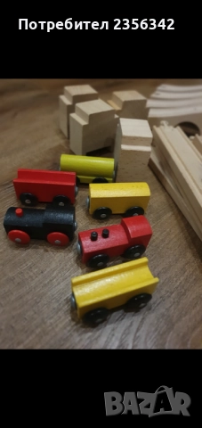 Дървено влакче с вагони и релси Икеа, снимка 3 - Влакчета, самолети, хеликоптери - 52680356