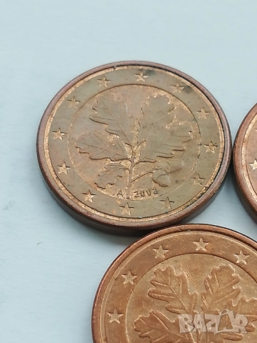 лот от 1 евро цент Германия 2002 г. букви A,D,F,G,J, снимка 2 - Нумизматика и бонистика - 48030558