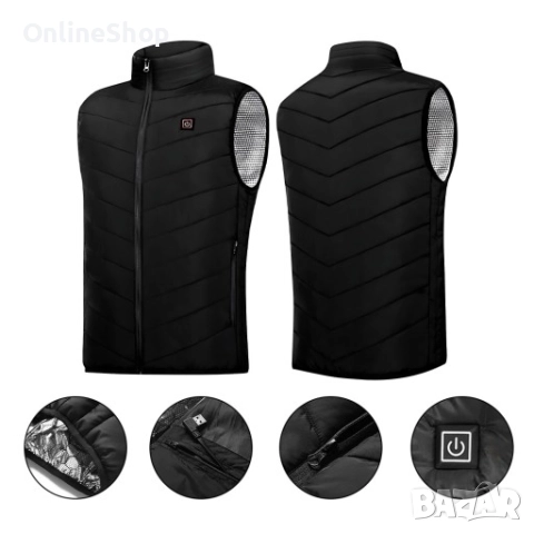 Електрически отопляем елек , 9 зони , Usb захранване,черен, снимка 3 - Елеци - 52259666