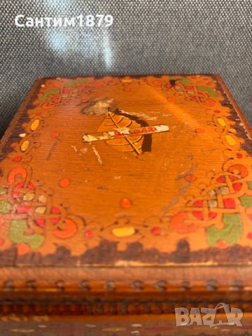 Българска дървена пирографирана етно кутия за цигари-5, снимка 3 - Антикварни и старинни предмети - 43996265