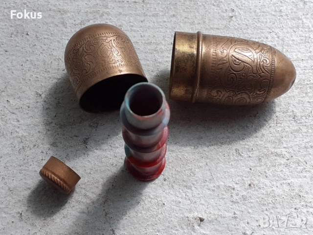 Стара османска бронзова кутийка за игли и конци, снимка 6 - Антикварни и старинни предмети - 53377803