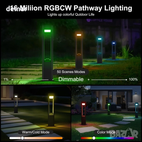 Смарт външна лампа Yotivki, RGBCW LED, приложение, дистанционно, IP65, снимка 3 - Лед осветление - 51875770