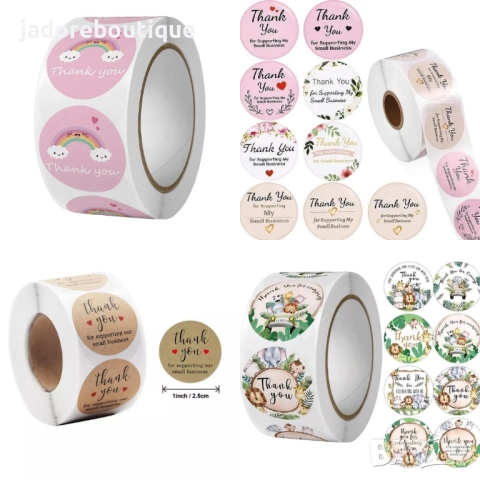 100 бр Кръгли стикери Thank you/ Thank you for your order различни видове, снимка 2 - Други - 48678468