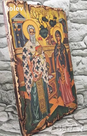 Икона Свети Киприан и Иустина,за закрила и предпазване от магии,уроки и негативно влияние 30/20 см, снимка 3 - Икони - 36342065