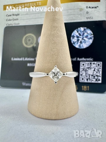 Сребърен пръстен с мойсанит (Диамант) 0.4 карата, снимка 3 - Пръстени - 50813877