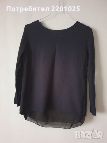 Блузка с шифон и преметване на гърба , снимка 1 - Блузи с дълъг ръкав и пуловери - 33029895