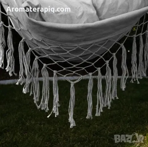 Сив хамак – бразилски висящ стол с две възглавници, снимка 5 - Градински мебели, декорация  - 50257828