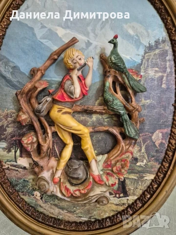 3Д стенна картина " Момчето с флейтата", Италия, снимка 5 - Картини - 50758930