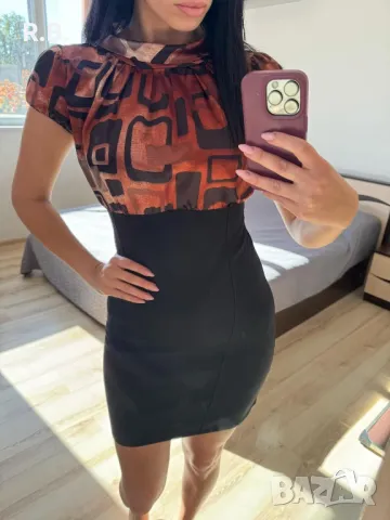 Кафяво/черна елегантна рокля, М размер