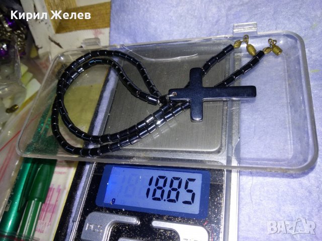 АРТ КОЛИЕ с КРЪСТЧЕ от ПОЛИРАН ХЕМАТИТ 34729, снимка 6 - Колиета, медальони, синджири - 39178175