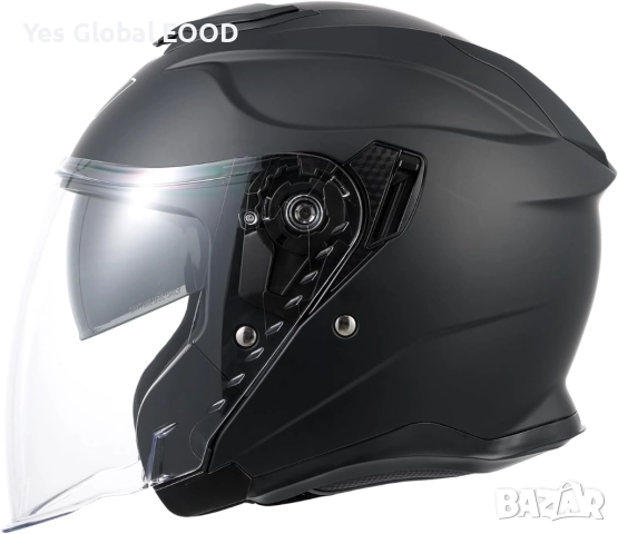 MY-835 джет каска с визьор, ECE 22.06, матово черна, M N5, снимка 5 - Аксесоари и консумативи - 51910818